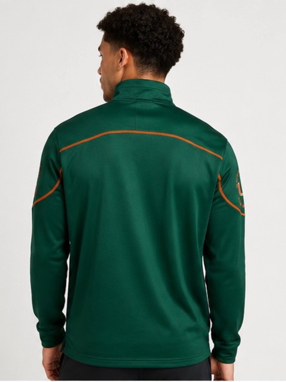 adidas Miami Hurricanes AEROREADY Quarter Snap Pullover Jacket Green Men’s - Picture 2 of 12